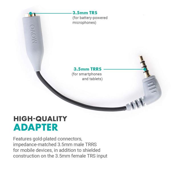 5mm TRS to TRRS Microphone Adapter for Smartphones and Tablets MC3