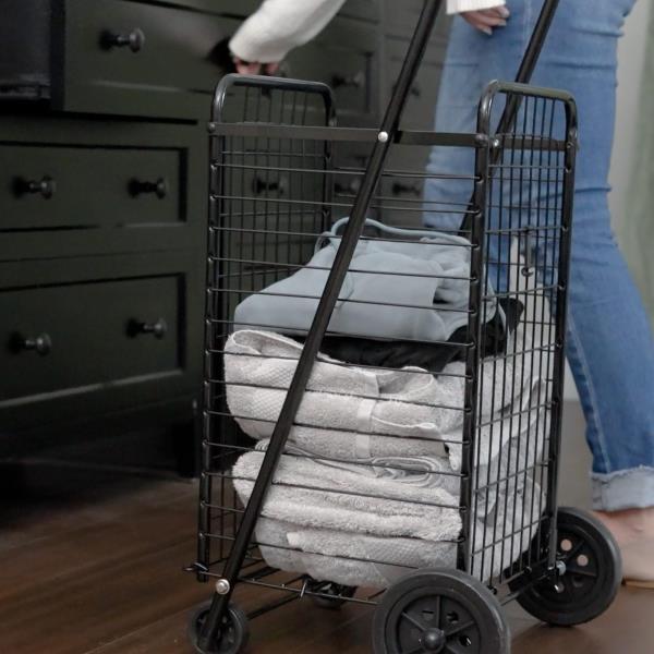 Folding Utility Cart with Wheels Stair Climber for Grocery and Laundry 7.5 Pounds 90 Pound Capacity