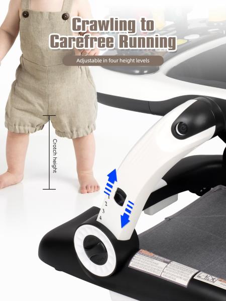 3-in-1 Baby Walker and Activity Center with Music Lights and Adjustable Wheels - Black