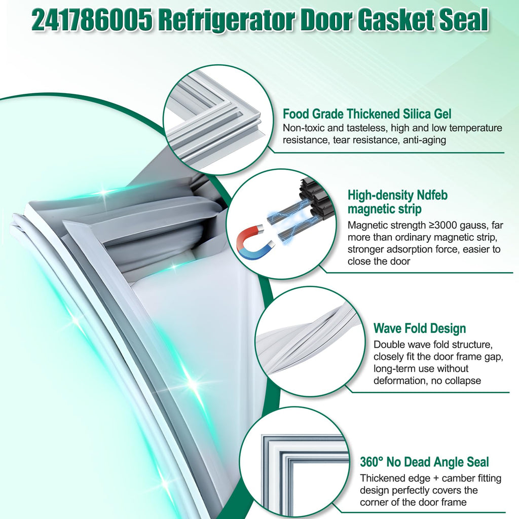 Grey Refrigerator Fresh Food Door Gasket Seal 241786005 241786013 for Frigidaire Kenmore