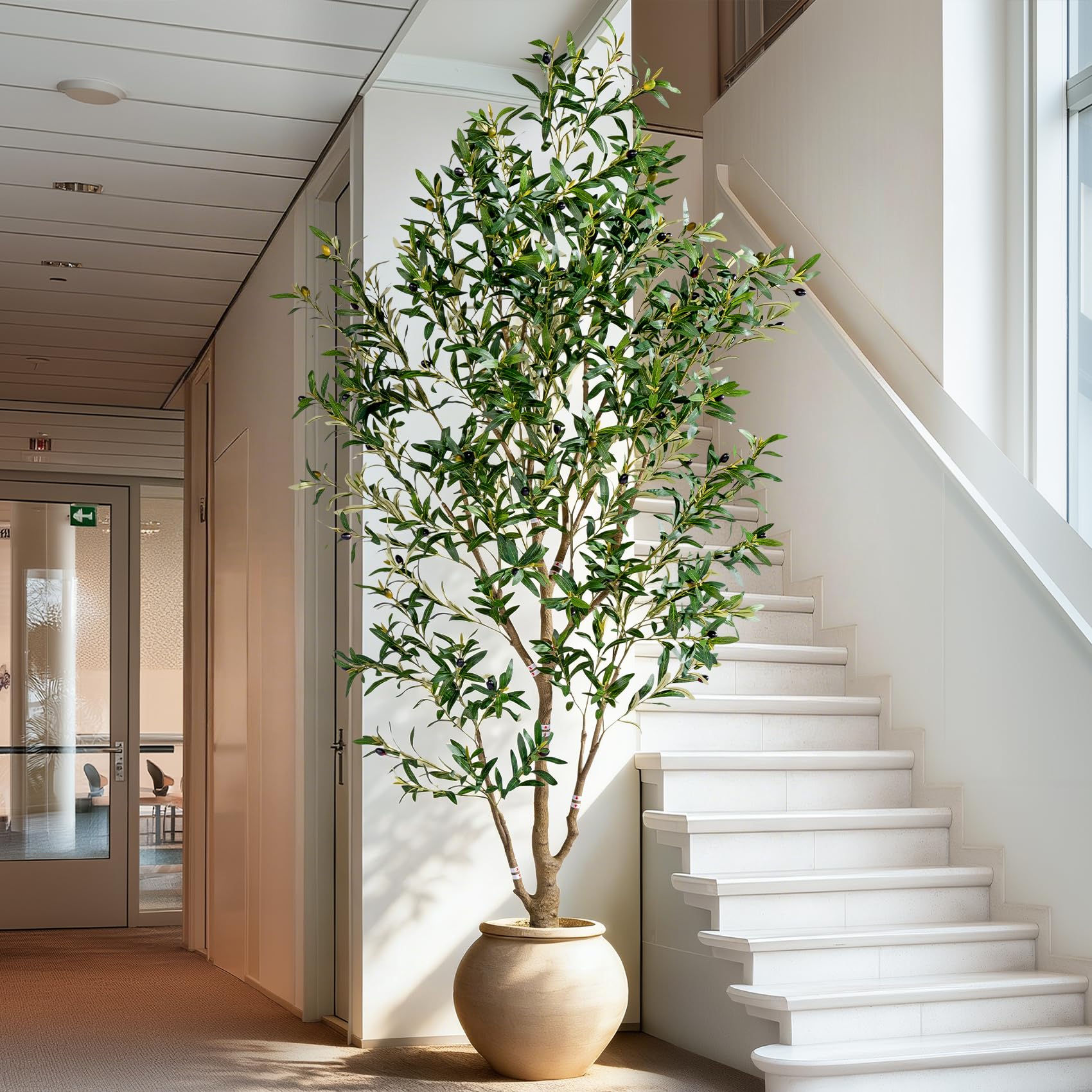 ft Faux Olive Tree with White Pot and Moss Realistic Artificial IndoorOutdoor Plant $134.25 Retail $179.00