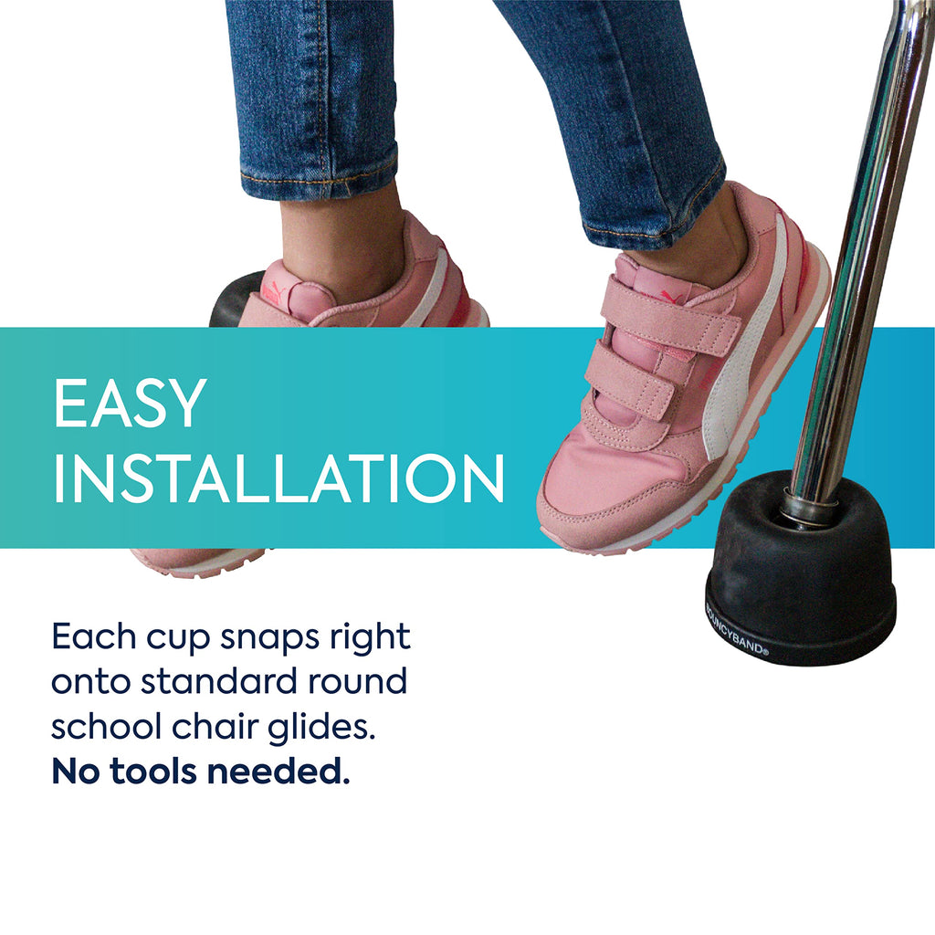 -Pack Wiggle Wobble Chair Feet for Classroom Black