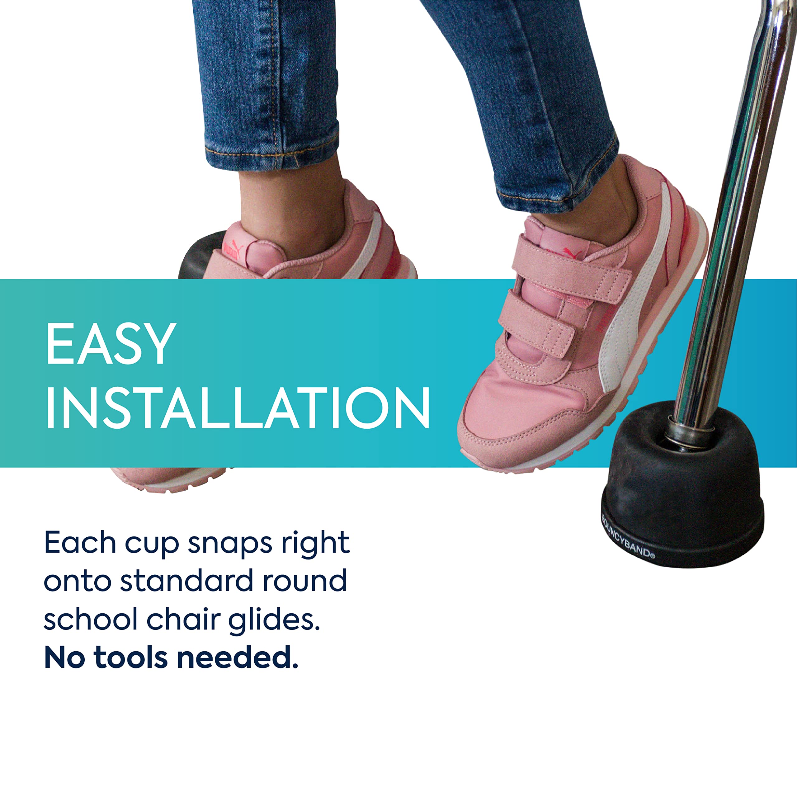 -Pack Wiggle Wobble Chair Feet for Classroom Black