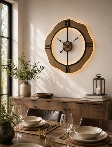 24-Inch Wall Clock with Sound Activated Night Light and Roman Numerals