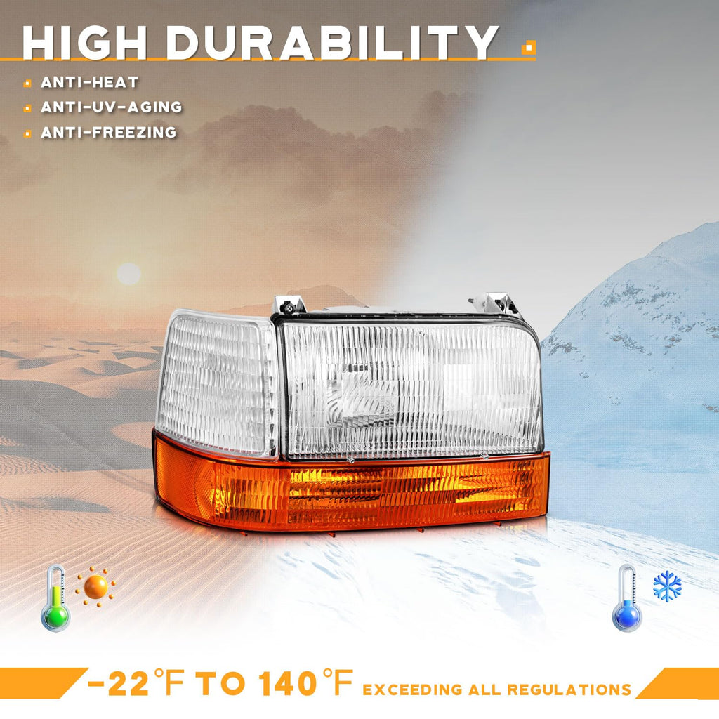 New Open-Box WEELMOTO Headlights for 92-97 Ford F-150Bronco Clear Lens DOT
