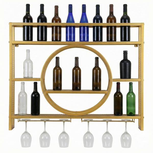 XEVALDRIC Metal Wall Mounted Wine Rack 3-Tier Bar Cabinet Retail $129.00