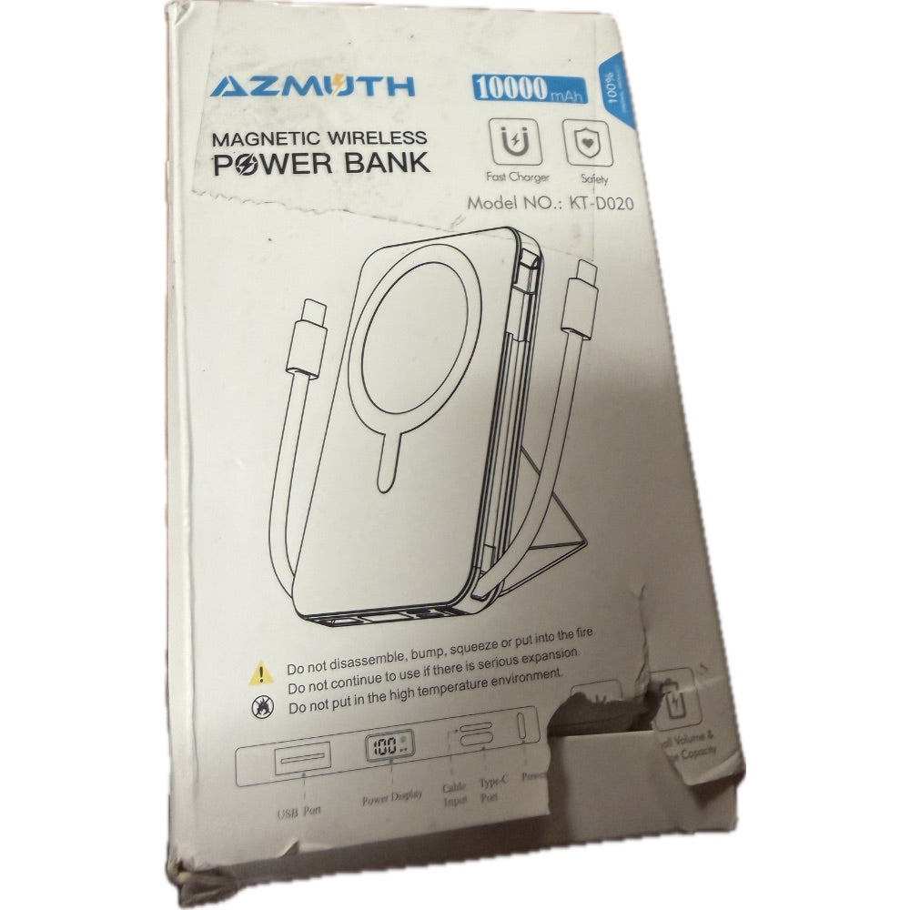 White Magnetic Wireless Power Bank 10000mAh Fast Charger KT-D020 Retail $25.00