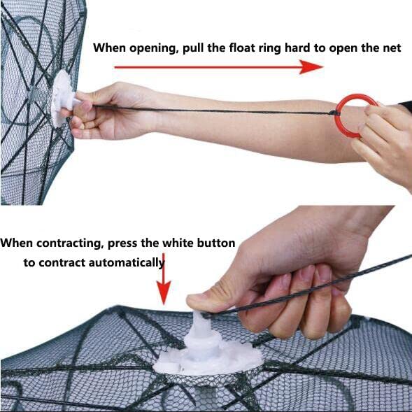 -Pack Foldable Green Fishing Bait Trap Cast Net Cage w18ft Nylon Rope
