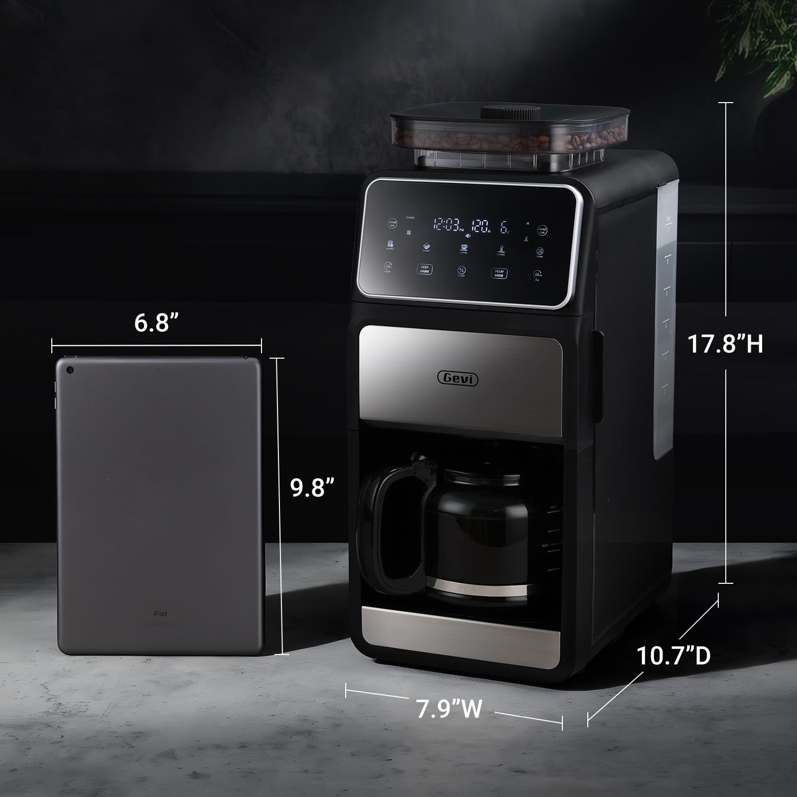Black 10-Cup Grind  Brew Coffee Maker with 4 Flavor Options