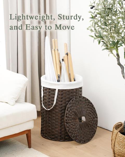 SETVSON Laundry Hamper with Lid 23.8 Gal (90 L) PE Rattan, Brown Retail $66.00