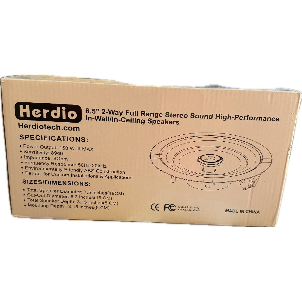 Open-Box New Herdio 6.5 In-Ceiling 4-Pack 600W Peak Power White Home Speakers