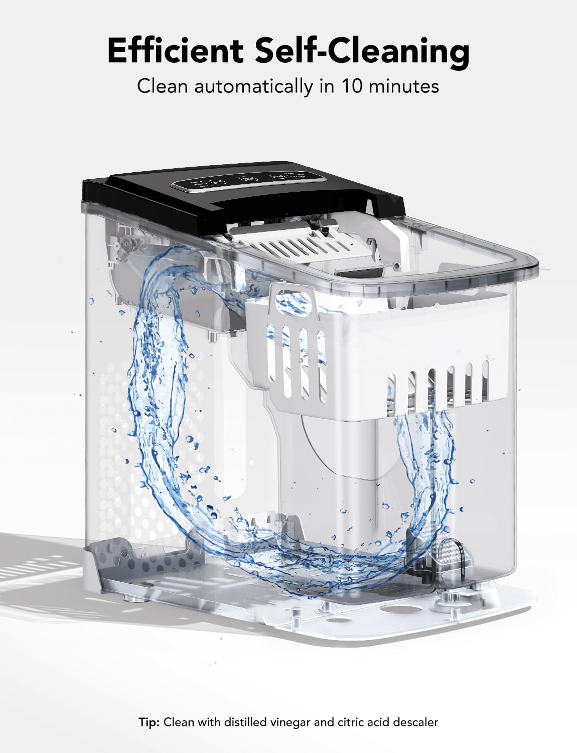 Stainless Silver Portable Countertop Ice Maker Self-Cleaning 26 lbs24 Hrs 3 Bullet Ice Sizes