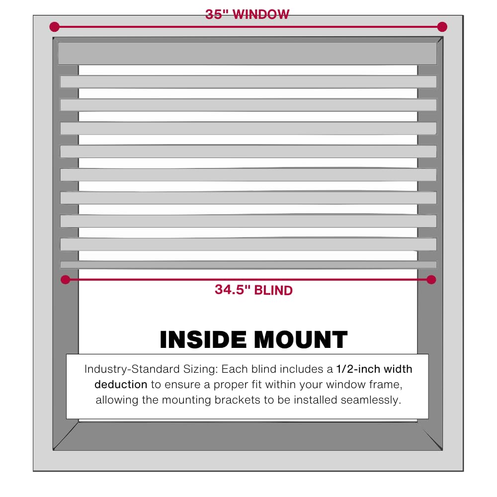 Cordless 1 Vinyl Light Filtering Mini Blind 35 W x 36 L White