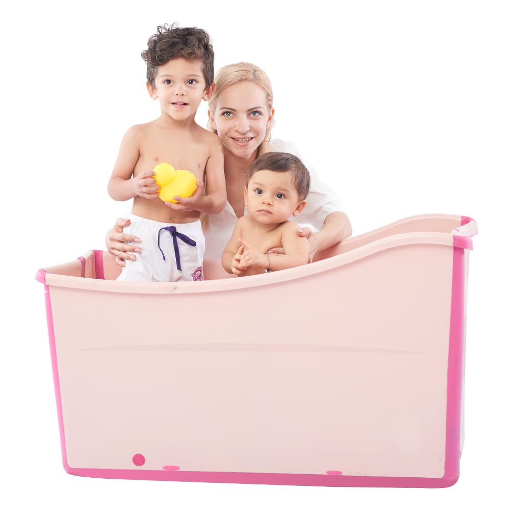 Pink Large Foldable Portable Baby Bathtub