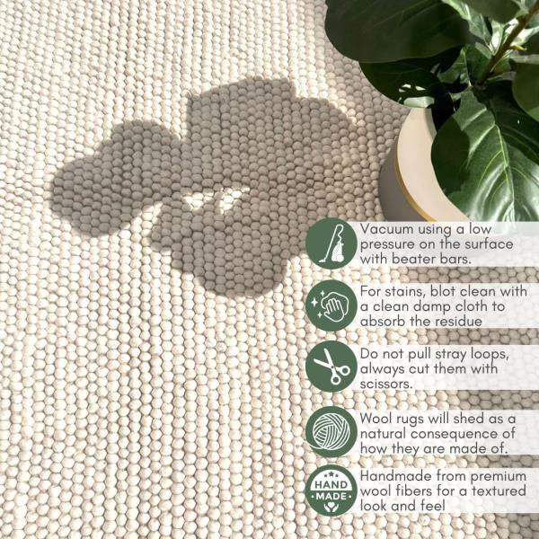 Scandilivin Homes 100% Wool Hand Woven Knit Popcorn Rug (6'x9' - Ivory) Retail $234.00
