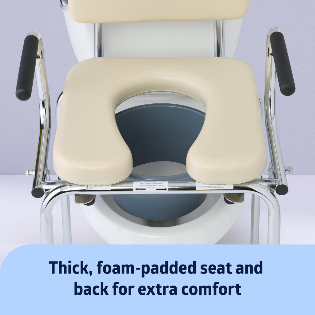 Medline Drop-Arm Bedside Commode - Padded 350 lb Capacity White