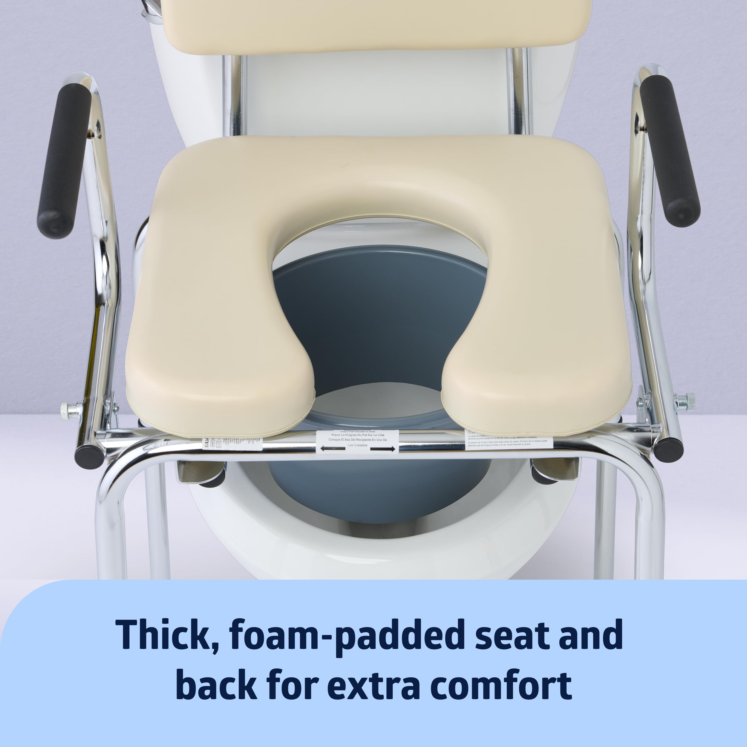 Medline Drop-Arm Bedside Commode - Padded 350 lb Capacity White