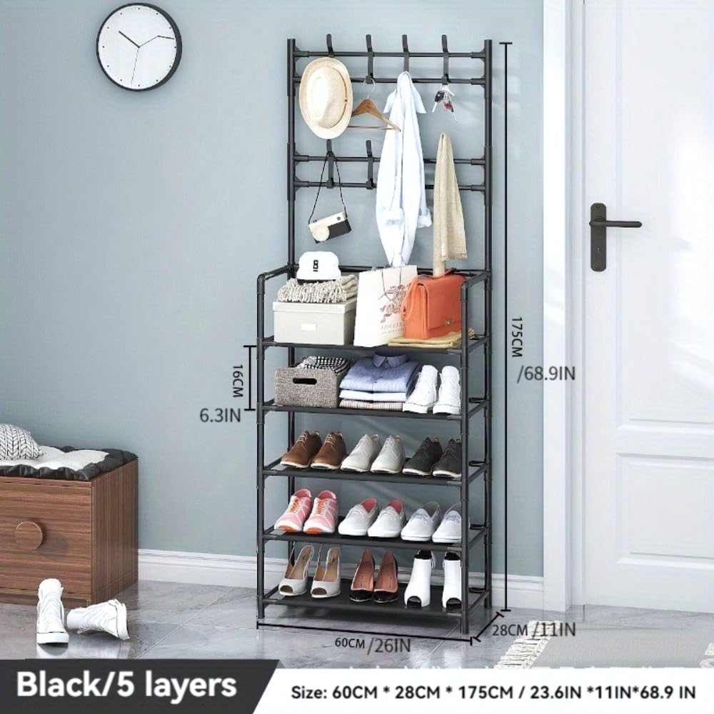Open-Box New Generic 5-Tier Freestanding Shoe Rack  Coat Stand Entryway Organizer Retail $48.00