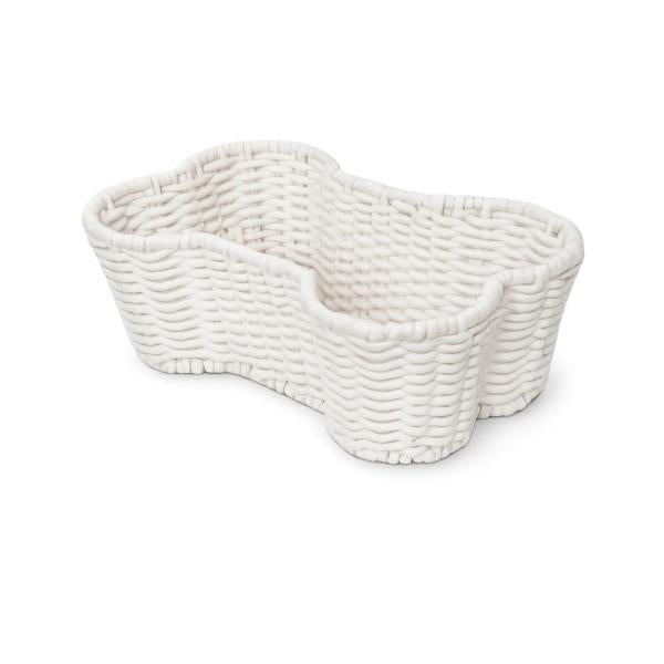 OtterPets Dog Toy Basket, Bone Shaped Cotton Rope Dog Toy Bin, Large 23x15"