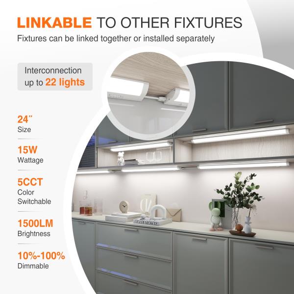 24inch Linkable Under Cabinet Lighting Hardwired Plug-in,Wired LED,1pack Retail $29.00