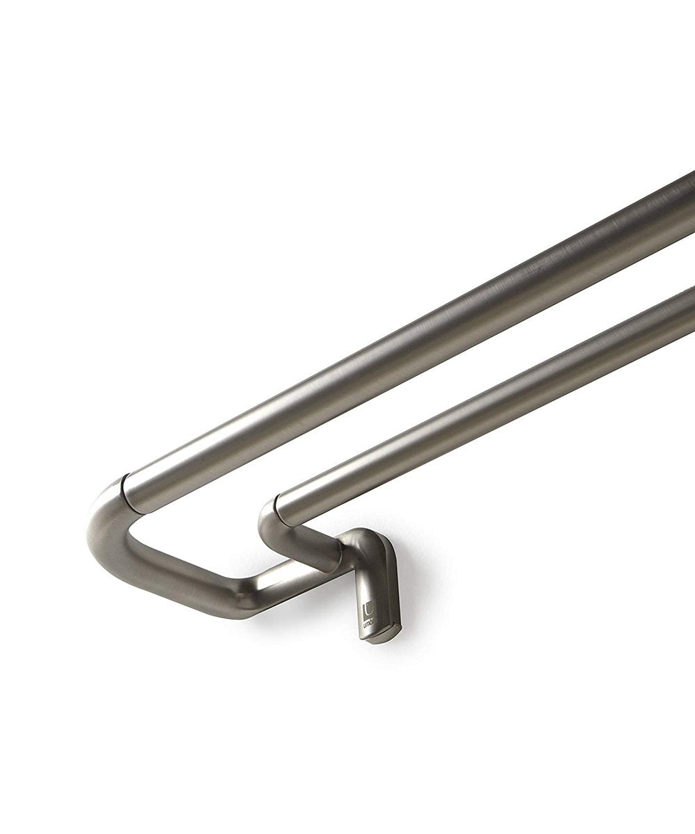 Double Curtain Rod Set for Blackout Panels Black 66-144  Matte-Nickel 48-88