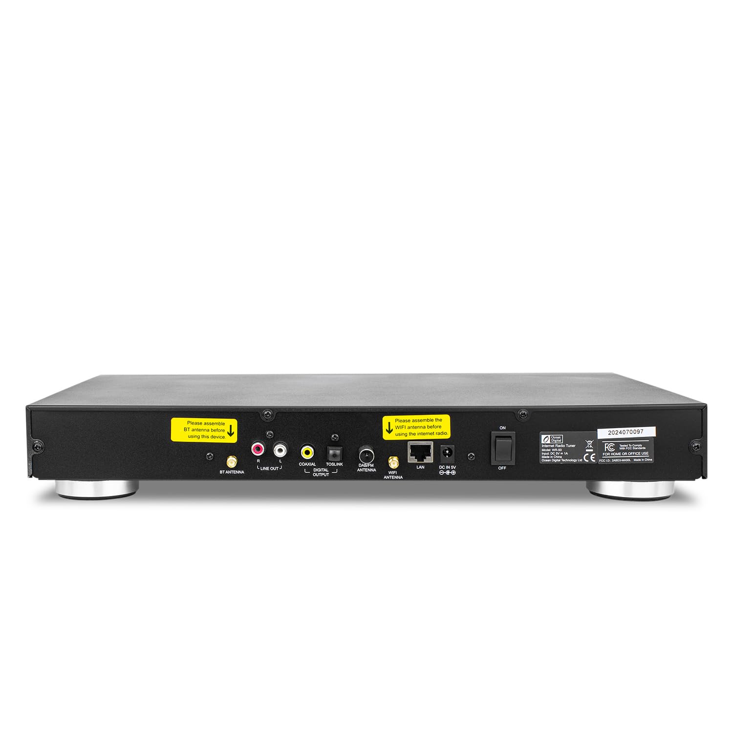 Black WR-50 Internet Radio Tuner Component with Wi-Fi Bluetooth USB  2.4 Color Display