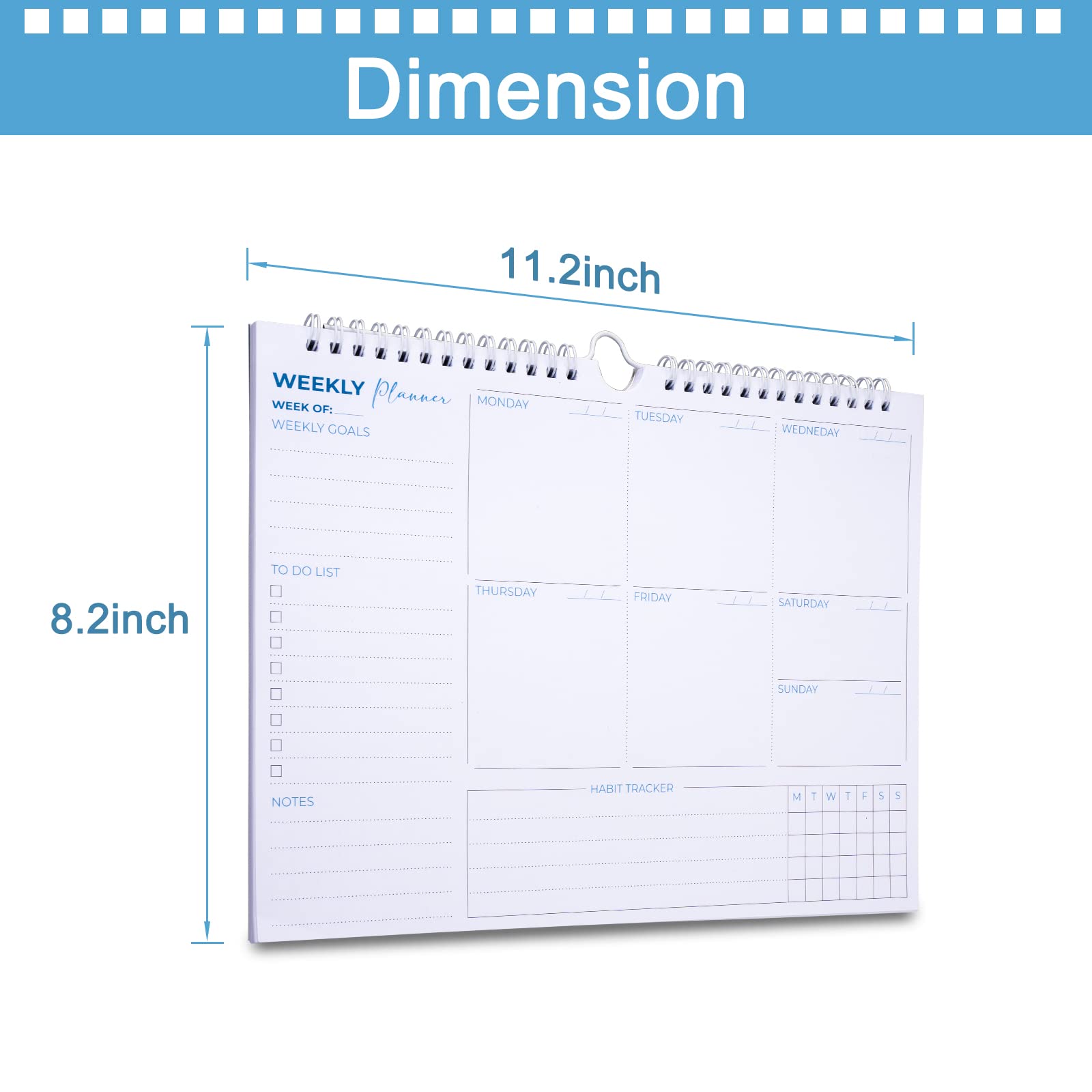 Weekly Planner Pad A4 Size 52 Sheets Spiral Tear Off Notepad Productivity Tracker Retail $12.00