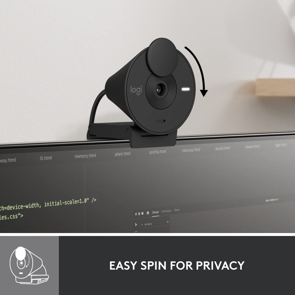 New Logitech Brio 301 Full HD Webcam with Privacy Shutter  Noise Reduction Mic