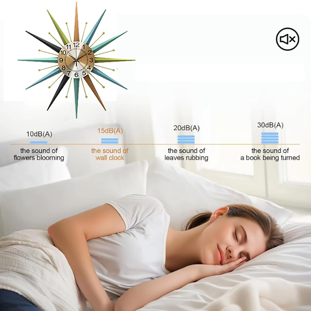RBFVZCCB 22 Inch Mid-Century Style Metal Crystal Wall Clock, Star-Shaped Silent Decorative Wall Clock, Suitable for Living Room,Bedroom,Dining Room,Porch,Office Retail $56.00
