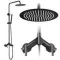Matte Black Outdoor Shower Kit 2 Handle Wall Mounted w 8 Head  Handheld Spray