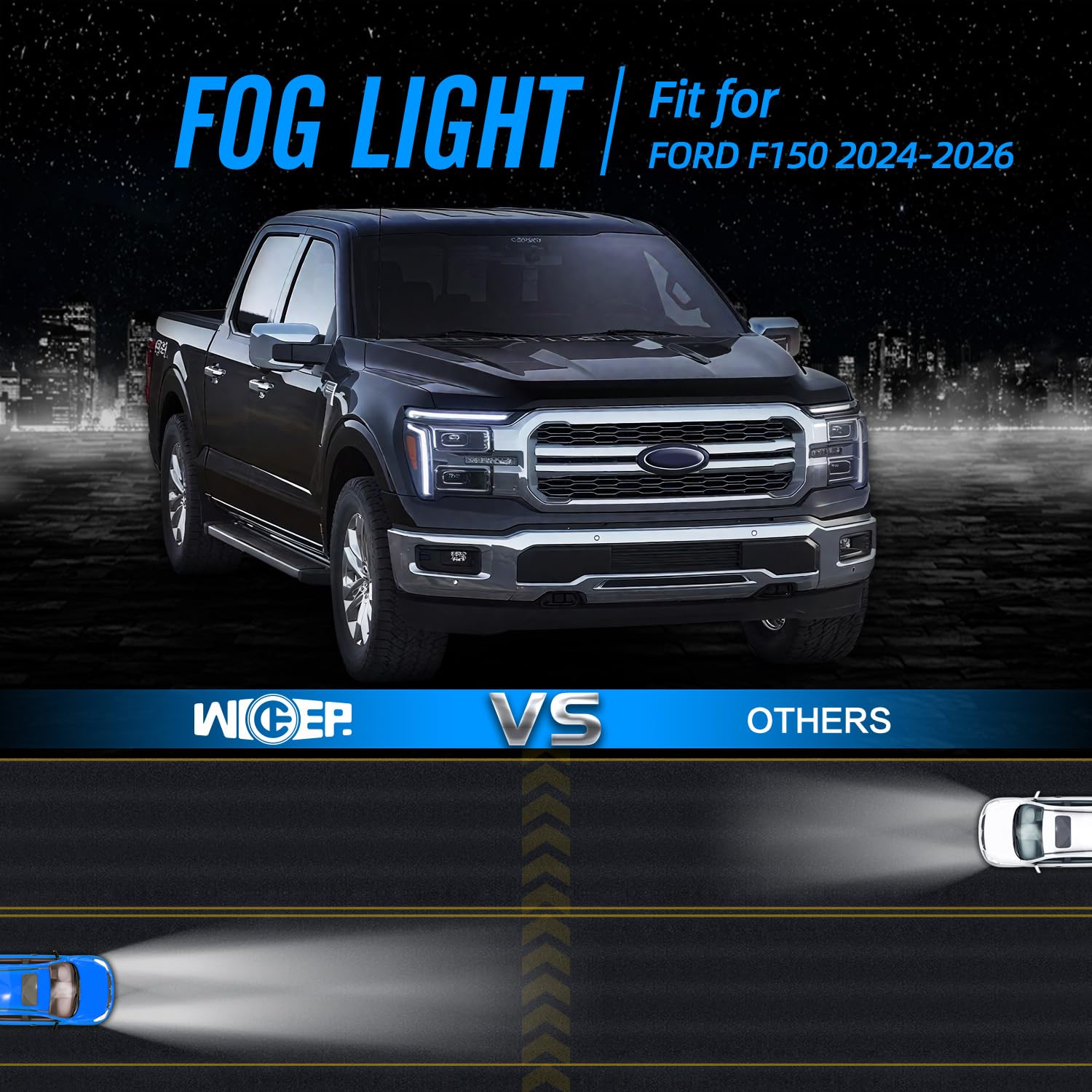 White LED Fog Light Assembly Pair for 2024-2026 Ford F-150