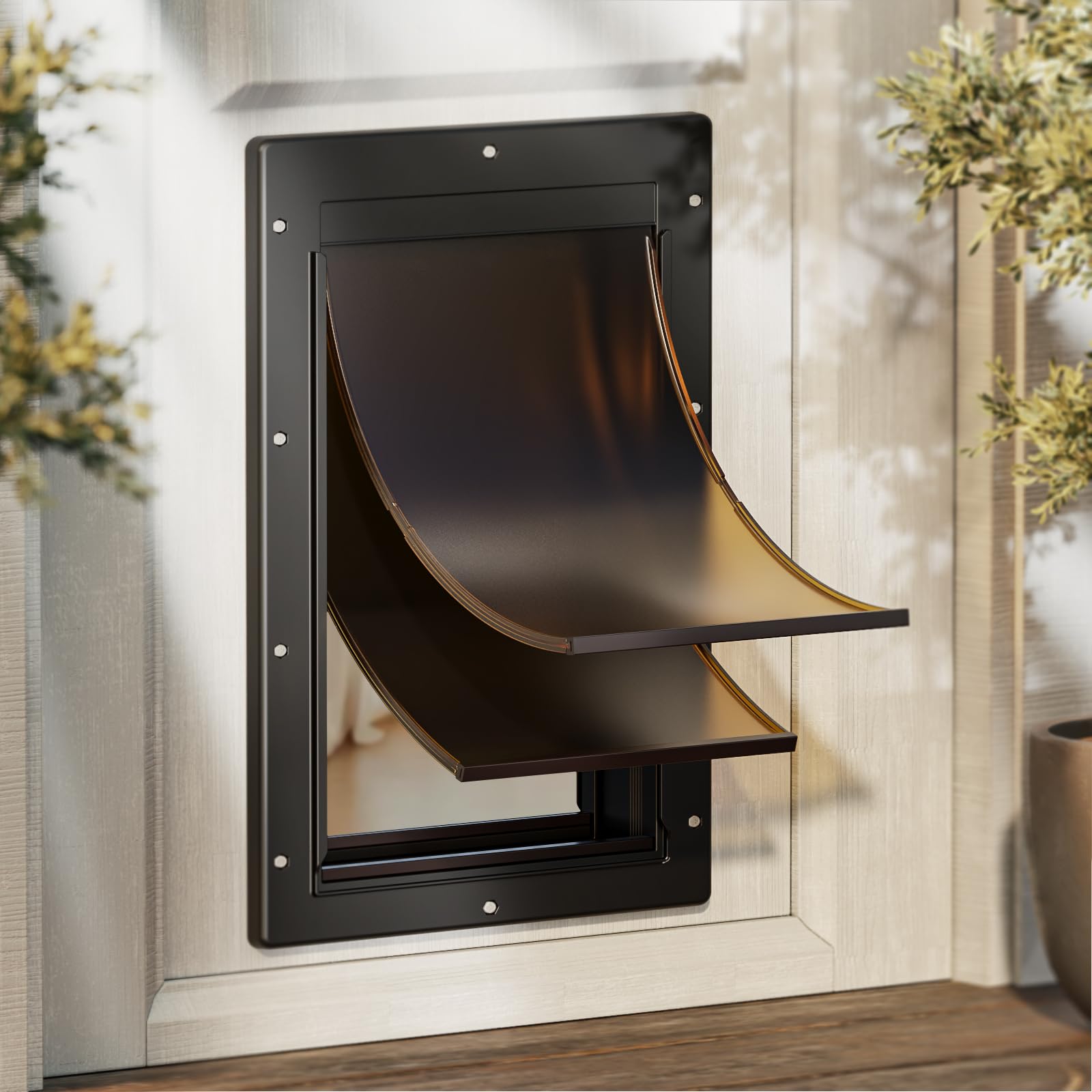 Open-Box New PETCOMING Large Plastic Dog Door w Double Magnetic Flaps for 100lb Pets Retail $59.99