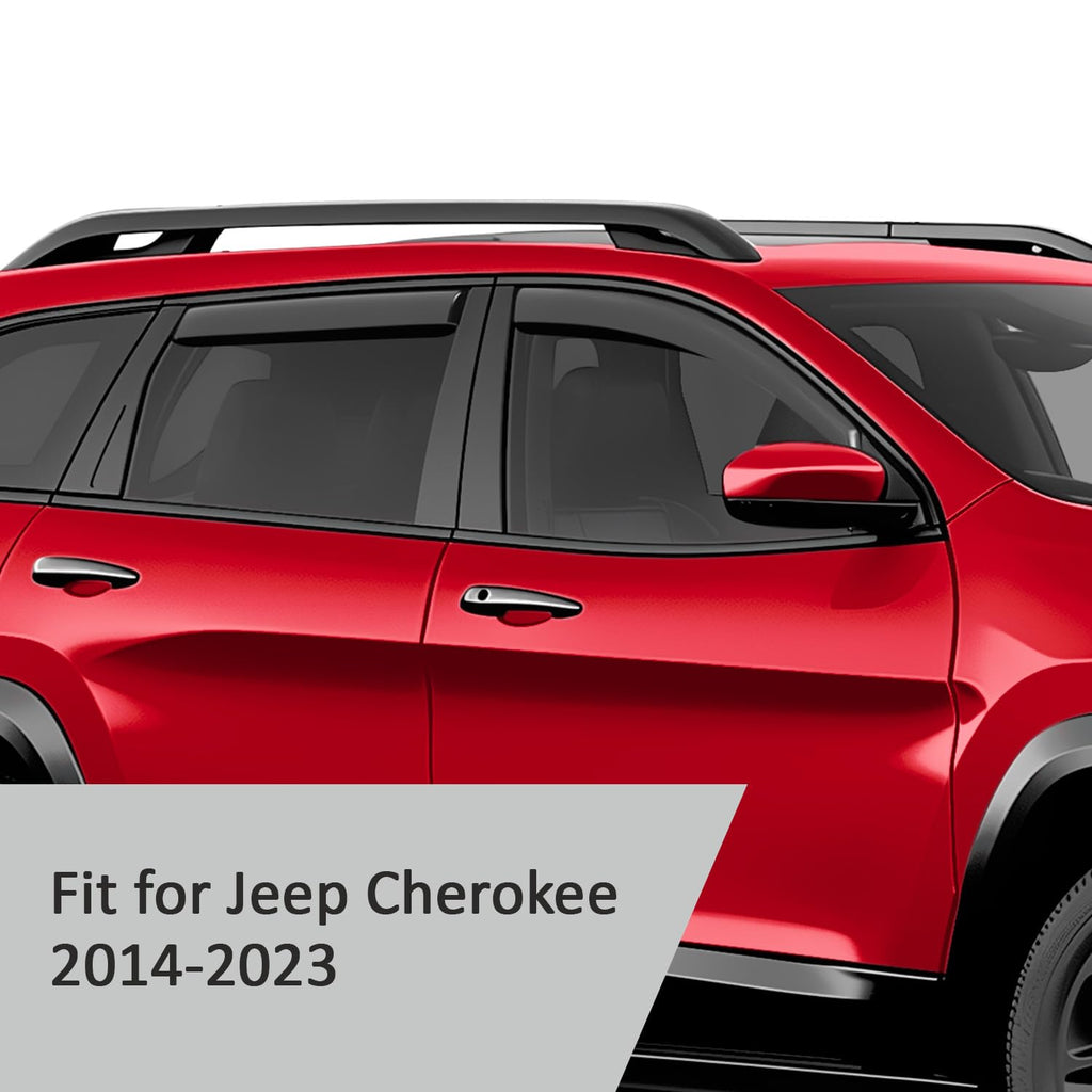 Extra Durable Polycarbonate In-Channel Rain Guards for Jeep Cherokee 2014-2023 4 Pcs