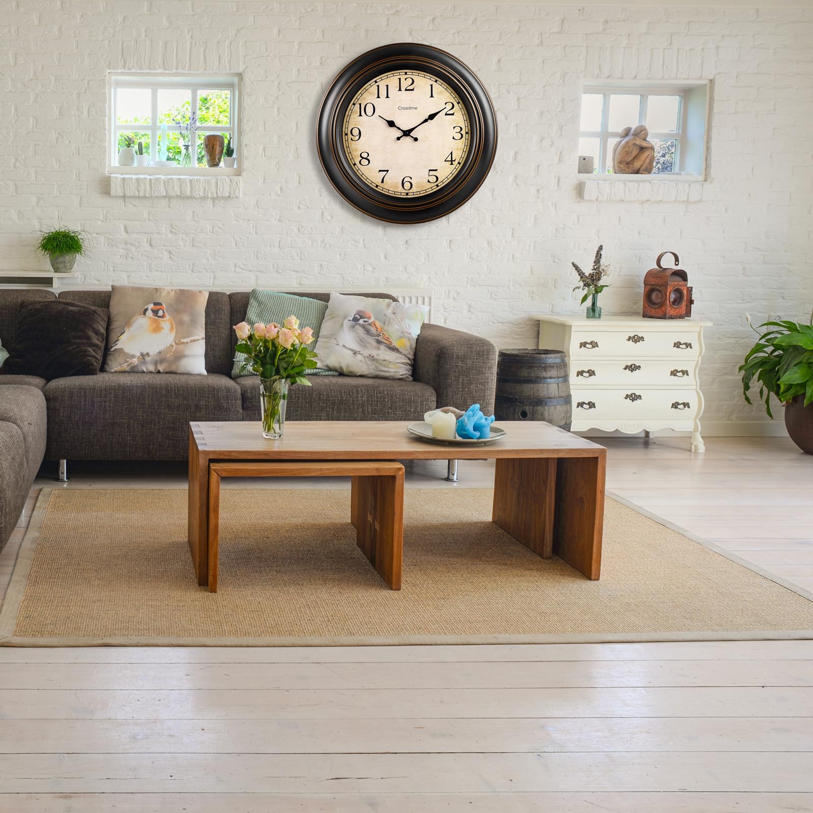 Crosstime 18 Inch Vintage Large Wall Clock for Living Room Decor,Battery Operated Silent Non-Ticking Retro Classic Clocks for Kitchen Fireplace Home Office,House Warming Gifts,Bronze Retail $37.00