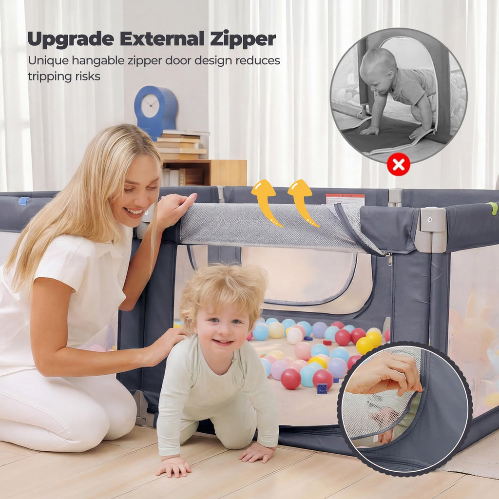Extra Large Foldable Baby Playpen BP180 71x69 Grey