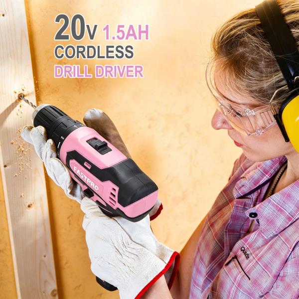 FASTPRO 232-Piece Pink Drill Set for Women, Pink Tool Set with Bag