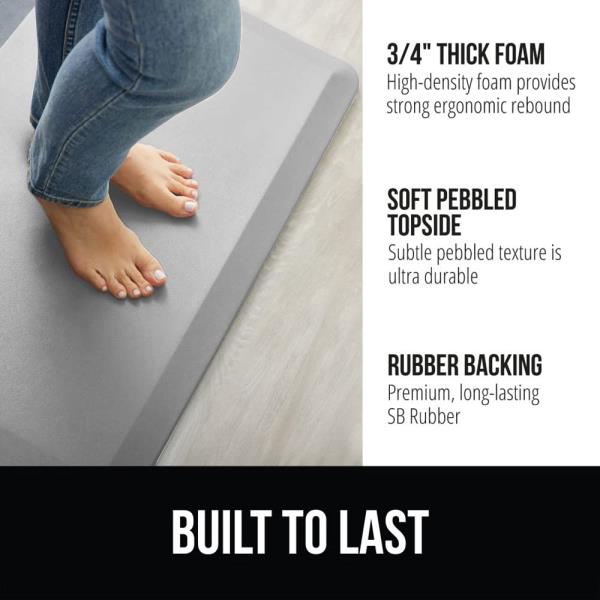 GORILLA GRIP Cushioned Antifatigue Kitchen Mat for Floor, 20x32, Light Gray Retail $46.00