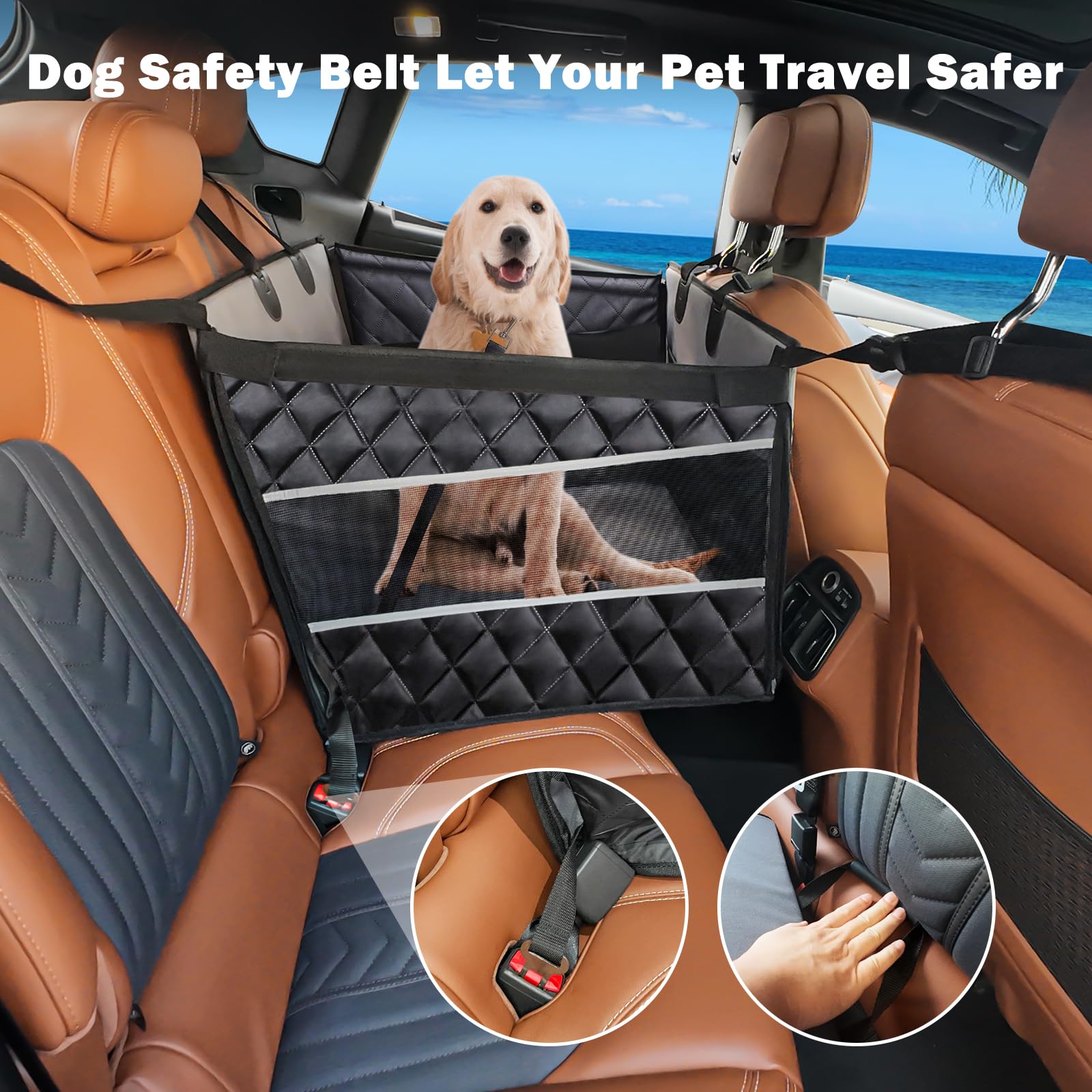 New As-Is MIXJOY Grey Large Dog Back Seat Extender  Waterproof Car Seat Hammock. Retail $64.00