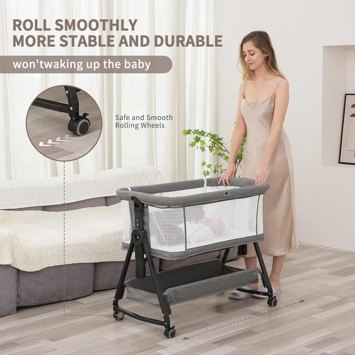 New Jestonten 3-in-1 7-Height Adjustable Baby Bassinet Bedside Sleeper Retail $139.00