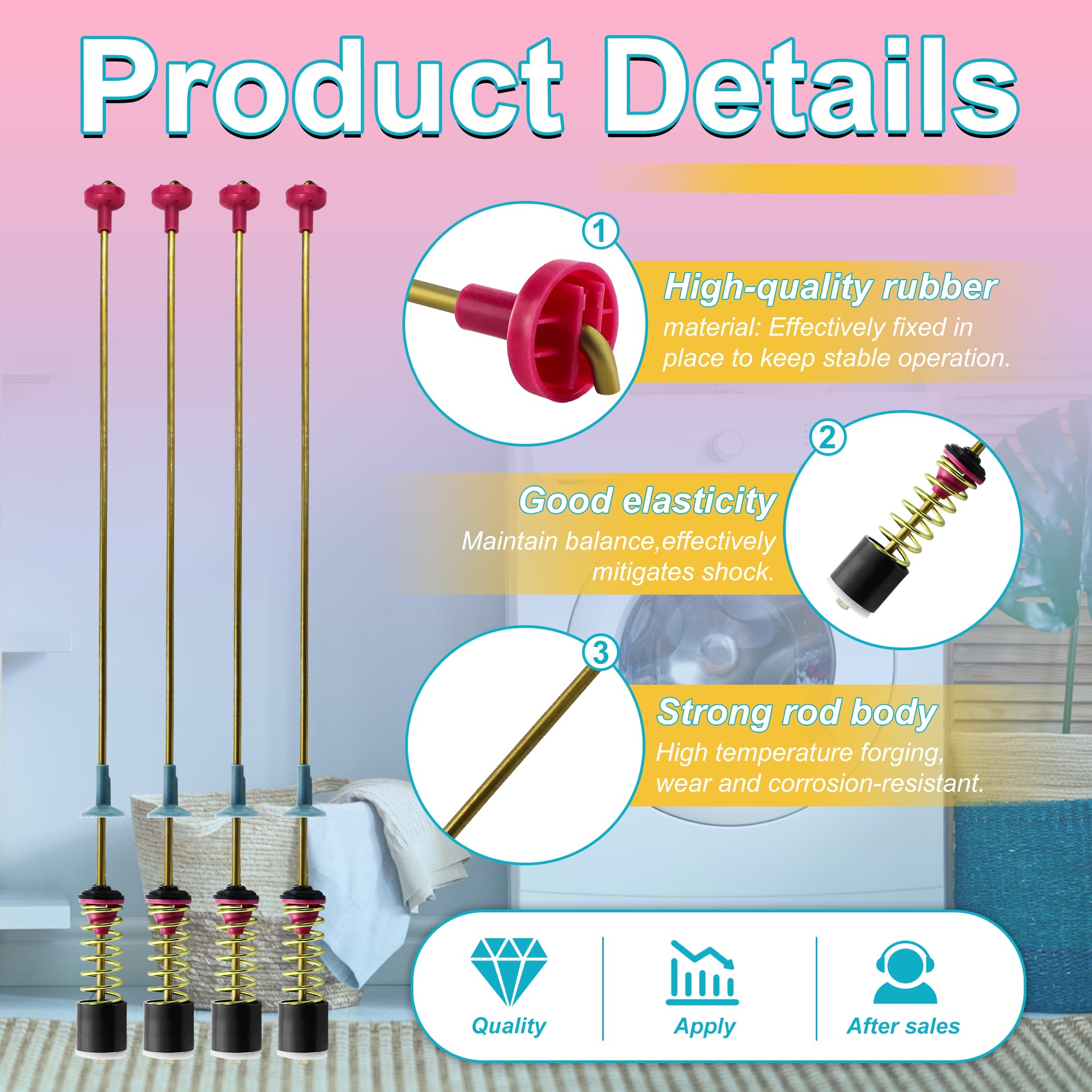 Open-Box New Vypart DC97-16350U 4pc Suspension Rod Kit for Samsung Washers Retail $33