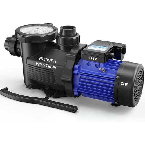 Aquastrong 3HP In/Above Ground Pool Pump with Timer, 115V, 9350GPH, High Flow, Powerful Self Primming Swimming Pool Pumps with Filter Retail $298.00