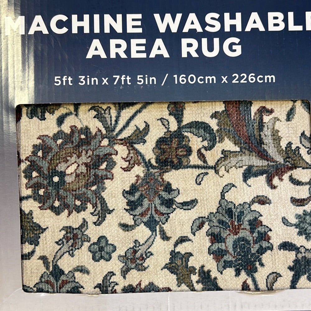 Machine Washable Area Rug 5ft 3in x 7ft 5in Multi-color Persian Pattern