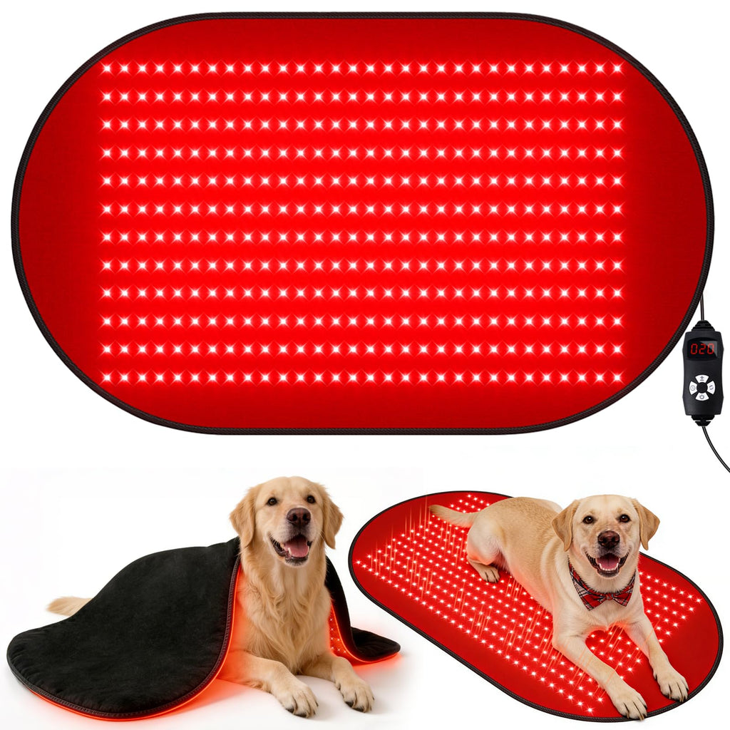 Red Light Therapy Mat for Dogs, 23.6 x 39.4 Inches Pet Light Therapy Mat, 360 LED Beads, 660nm & 880nm Light, Timer and Controller, for Dog Back, Waist, Legs Retail $119.00