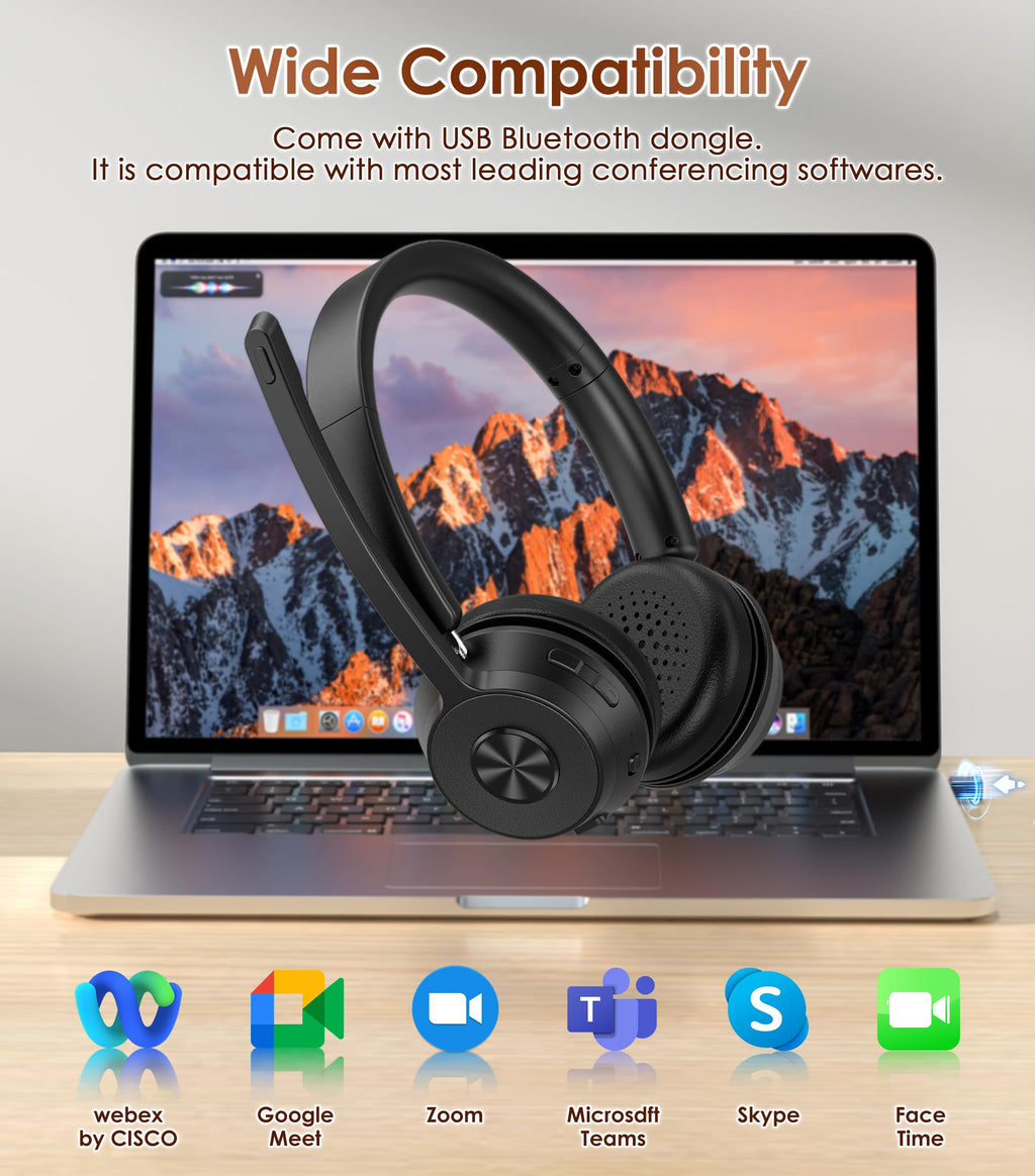New Open-Box Soothielec KH53 Wireless BT AI Noise Canceling Mic USB Dongle 40H Battery Headset Retail $55.00