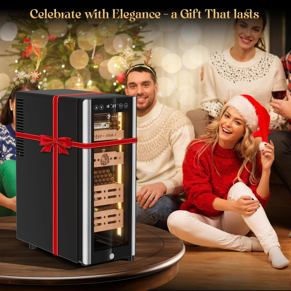 LIHTUN 35L Electric Cigar Humidor Cabinet Black Retail $298.00