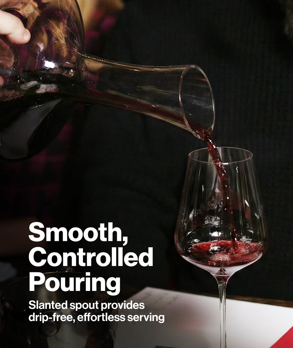 Hand-Blown Lead-Free Crystal Wine Decanter with Aerator 750ml Clear