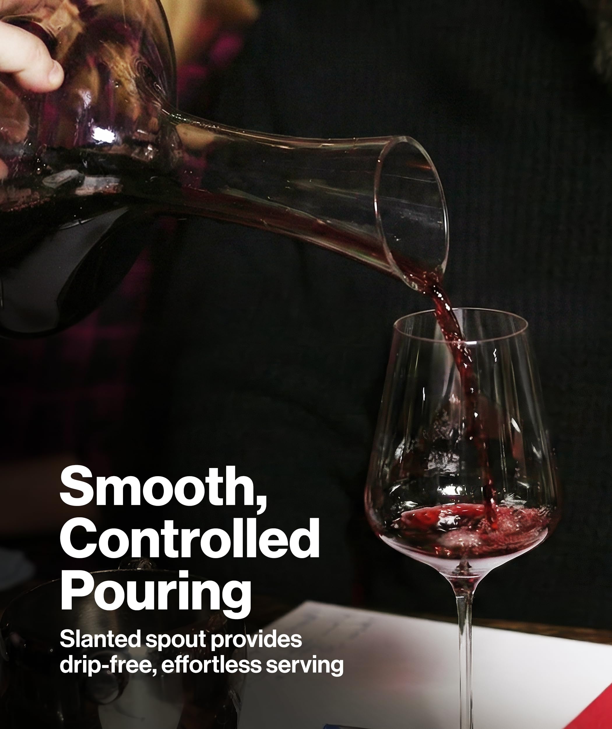 Hand-Blown Lead-Free Crystal Wine Decanter with Aerator 750ml Clear