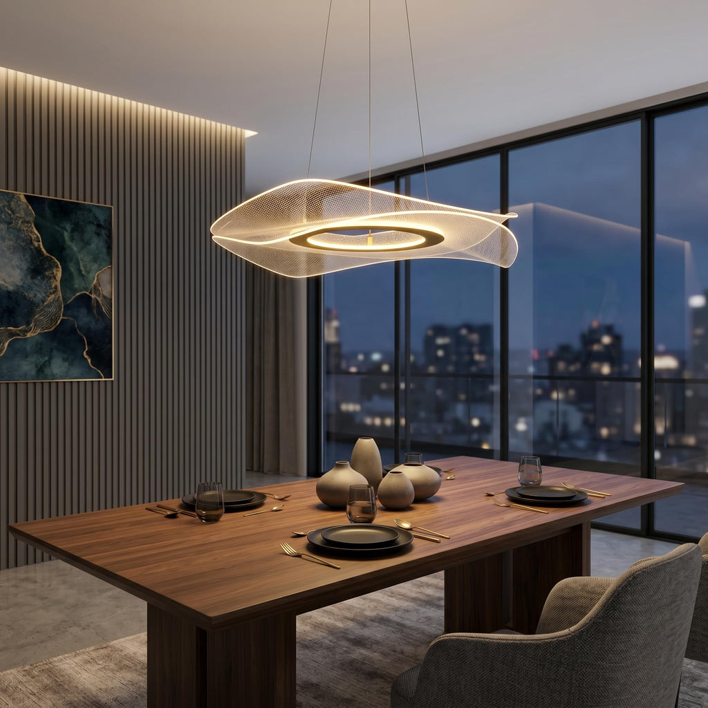 Gold Modern Nordic Lotus Leaf Acrylic LED Pendant Light Chandelier 3-Color Temperature
