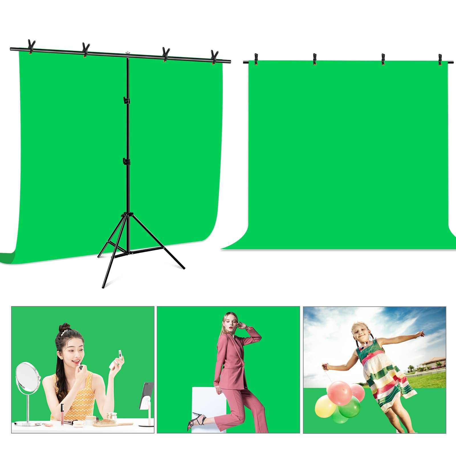 PULUZ Green Screen Backdrop Kit with Stand, 6.5X6.5ft Portable Green Screen Stand kit, GreenScreen Background with Stand Carrying Bag Clamp for Photoshoot, Photography Video, Live Streaming Retail $35.00