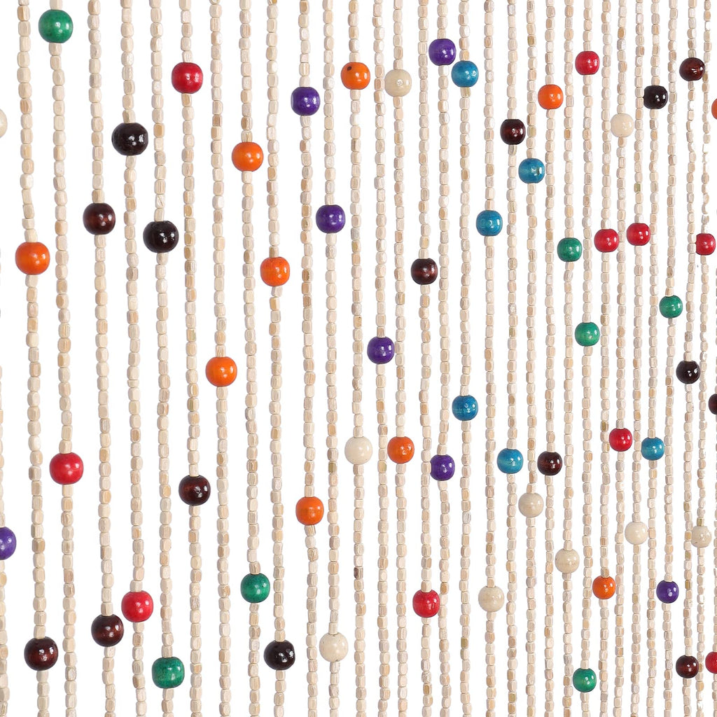Colorful Bamboo Wood Beaded Curtain 35.5x75 Inch 38 Strands